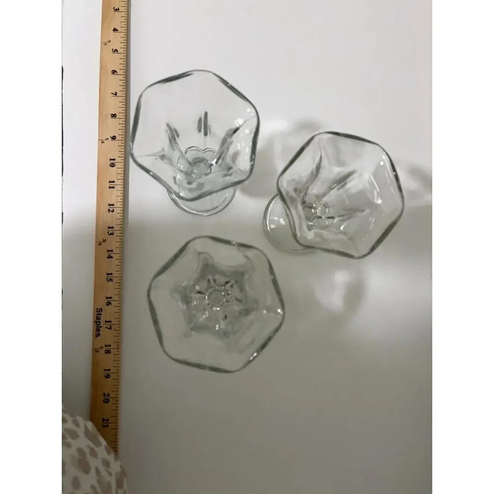 vtg clear paneled footed glass sundae or parfait dish - 3